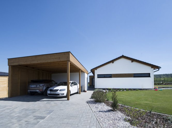 Nízkoenergetický přízemní rodinný dům dřevostavba 4+1 s garážovým stáním
