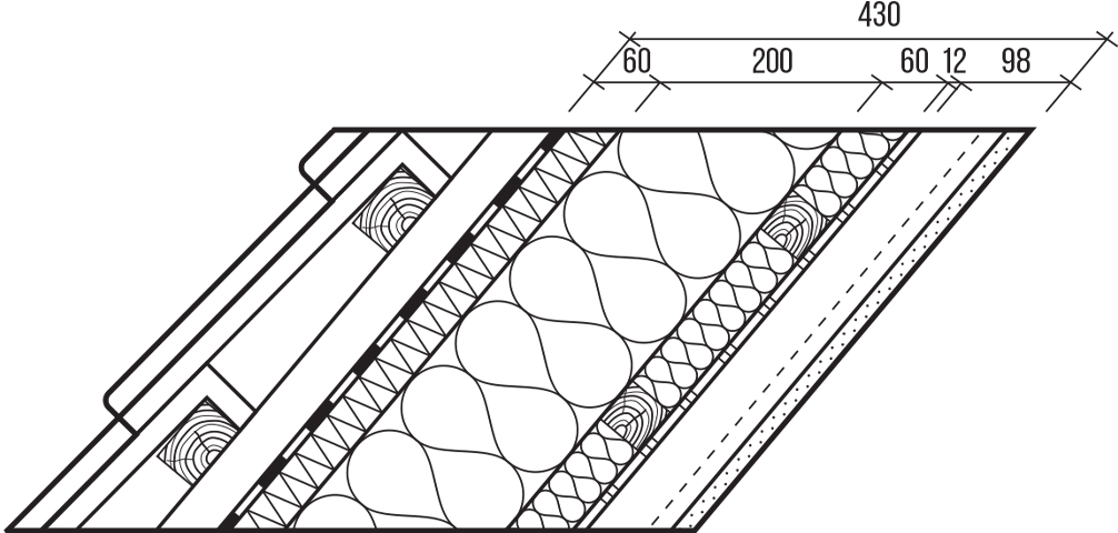 panelová výstavba - střešní plášť certifikované konstrukce DIFFUROOF® „E“ - difuzně otevřená konstrukce